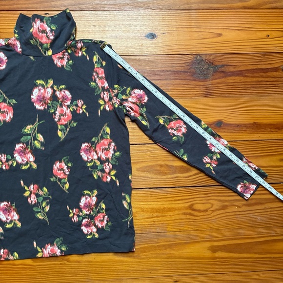 LOFT Dark Floral Turtleneck Top, NWT, L - Picture 5 of 9